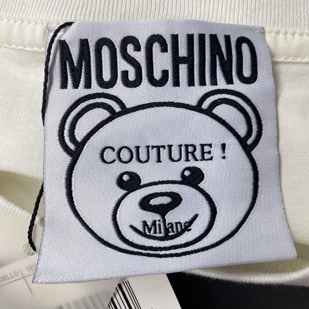 NWT Moschino TShirt Womens Small Cream Rhinestone Teddy Bear Short Sleeve Top - Picture 9 of 14